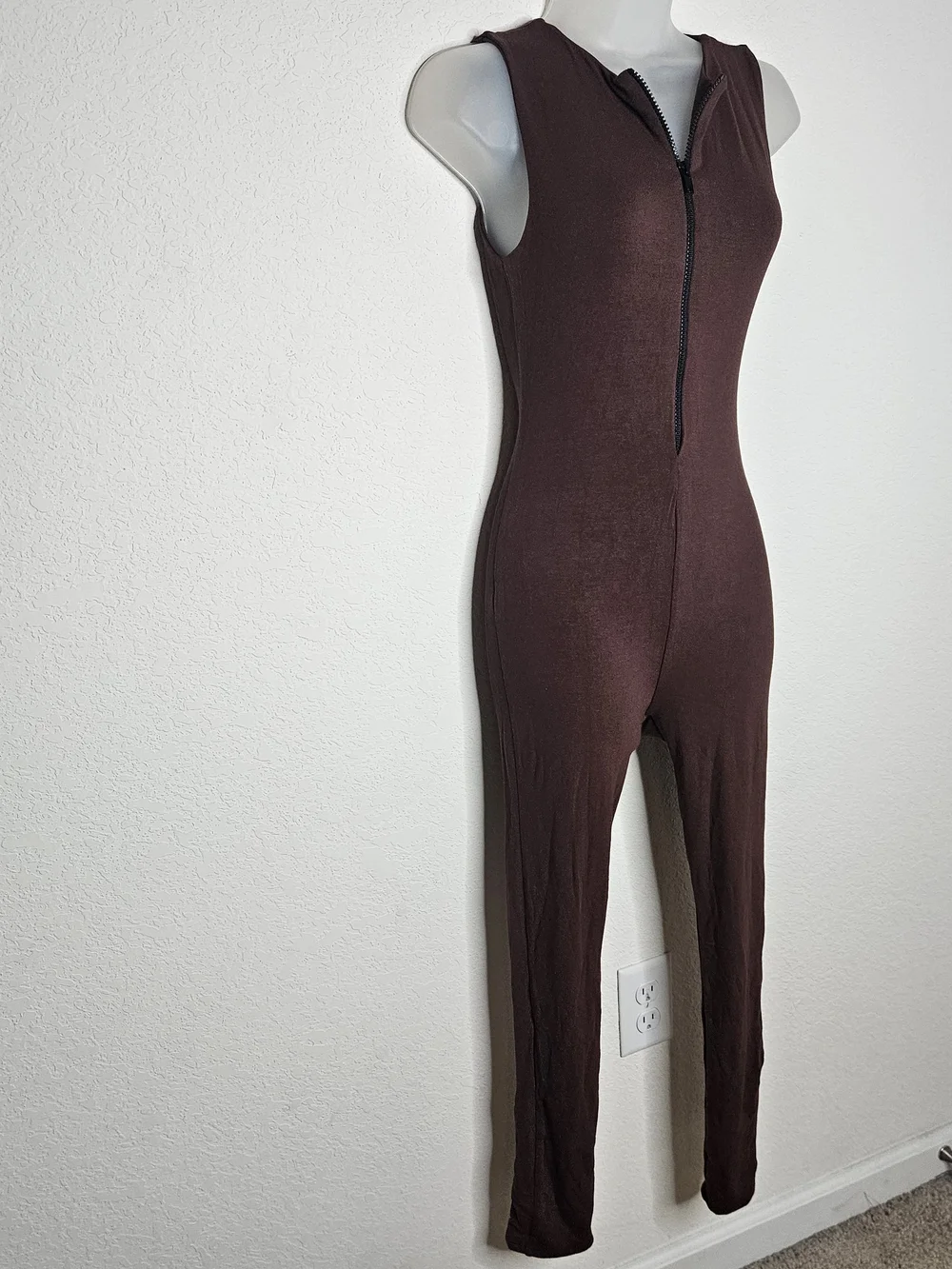 Naked Wardrobe Baby Mama Brown Sleeveless Zip Front Jumpsuit Maternity Nursing S - Picture 4 of 9